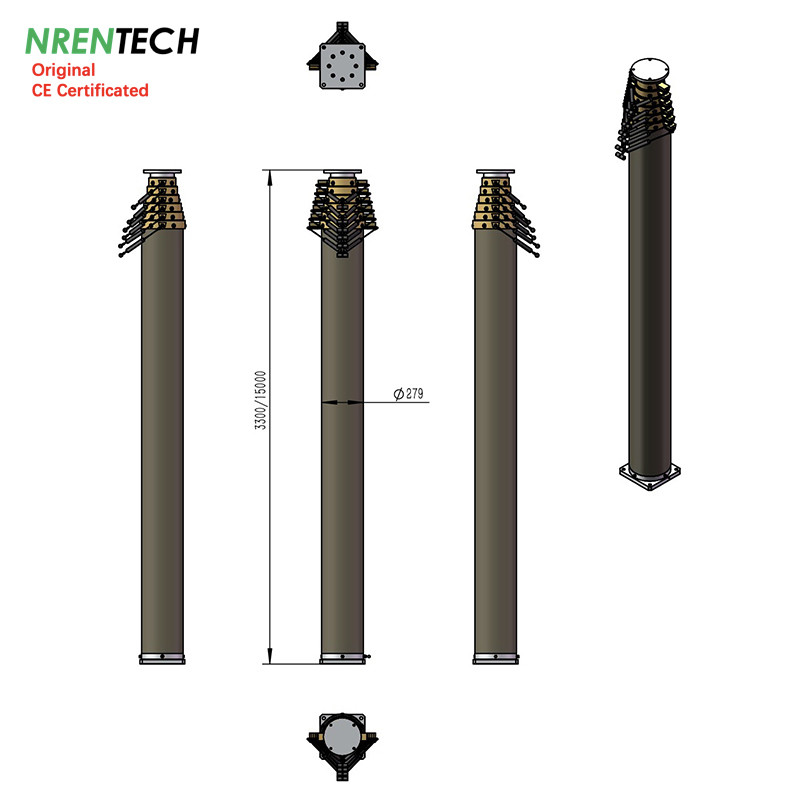 15m heavy duty pneumatic telescopic mast for antenna towers 300kg payloads- lockable mast
