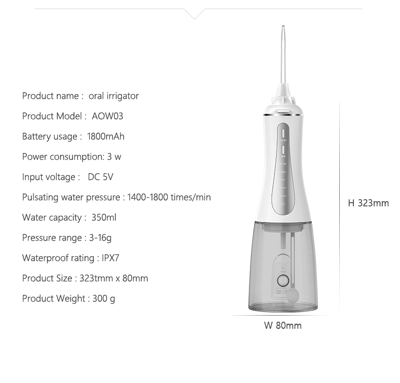 Cordless Water Flosser Electric Rechargeable High Performance Portable
