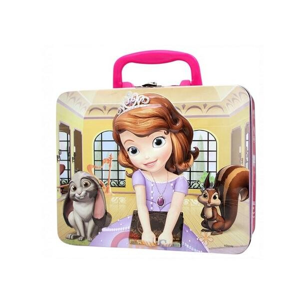 Square Cartoon Printed Metal Tin Lunch Box With Custom Artwork