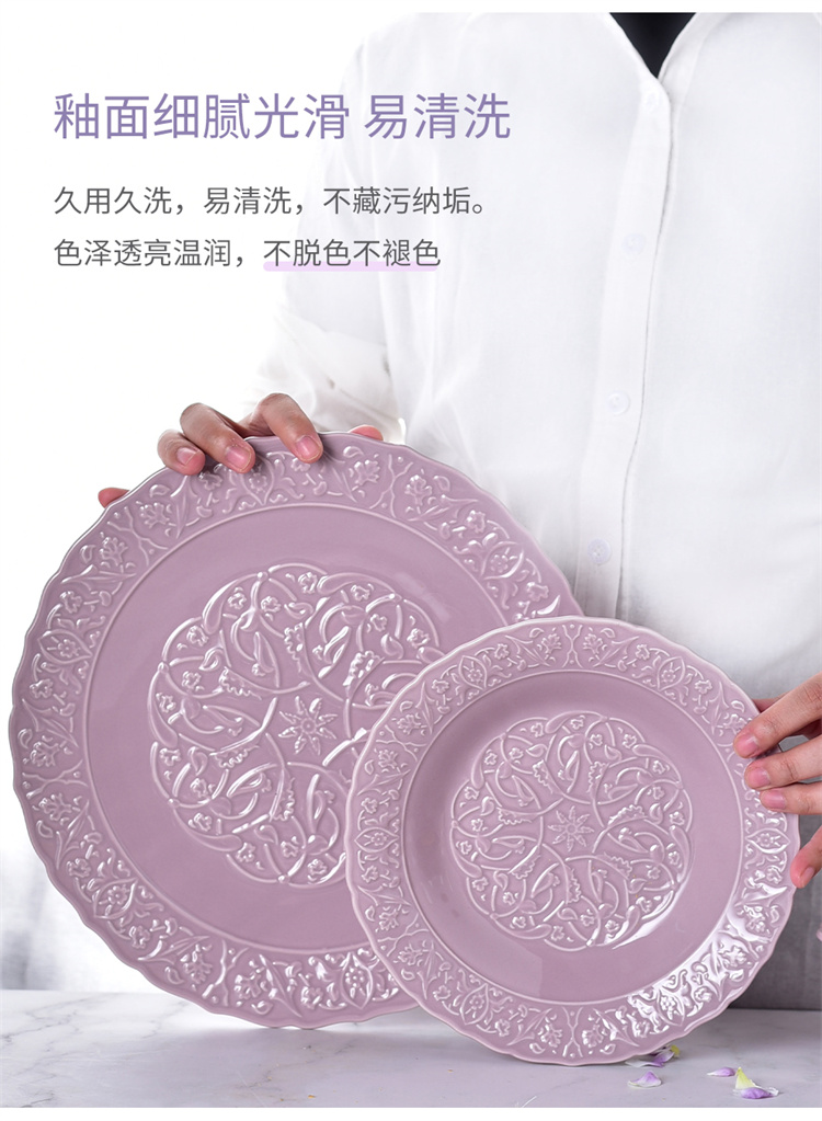 Ins Style Porcelain Bowl Spoon Plates Sets White Ceramic Dinnerware Set For 10 Users