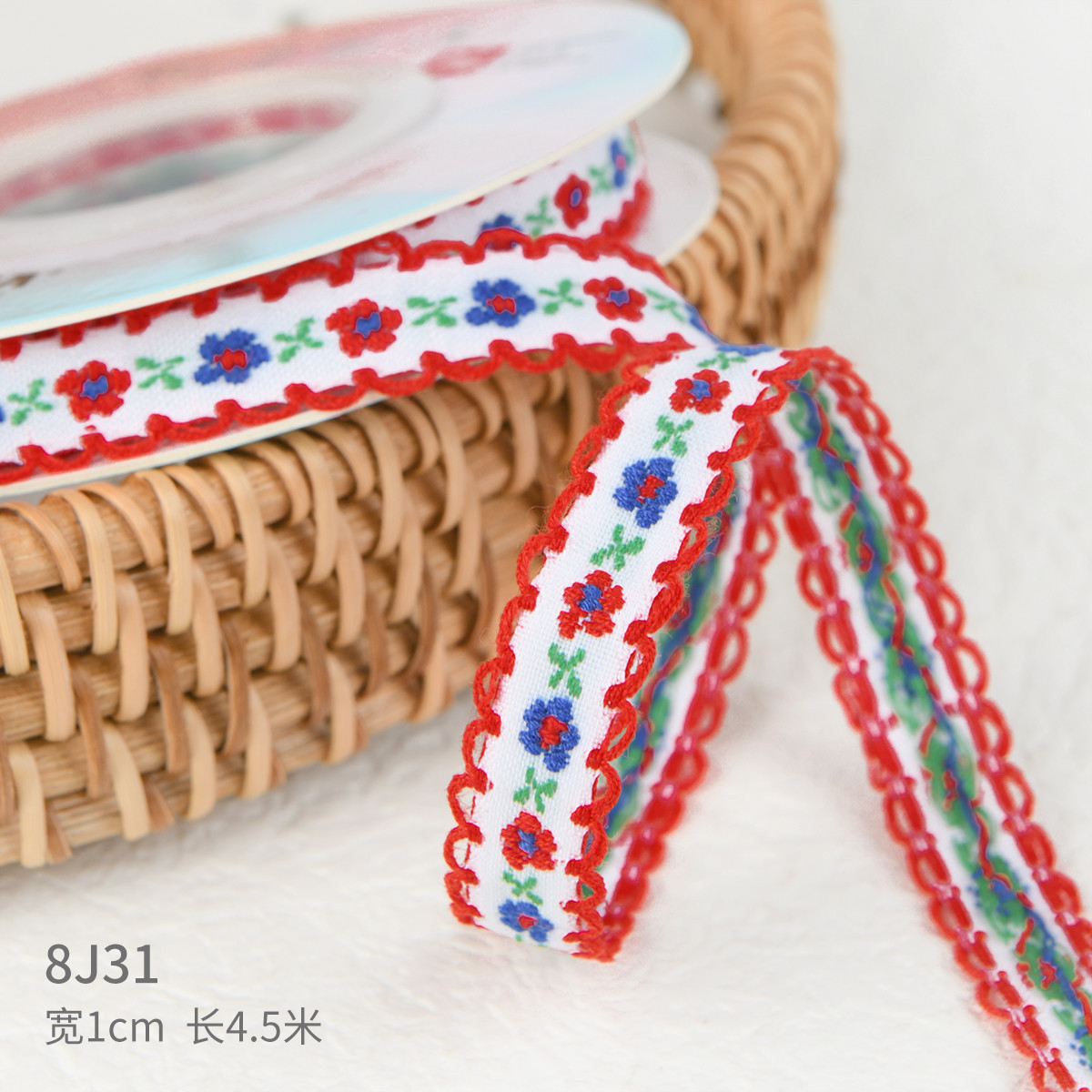 15mm*50y Pastoral Floral Cotton Ribbon Baking Cake Ribbon Bow DIY Material Decoration Ribbon Flower Bouquet Packaging
