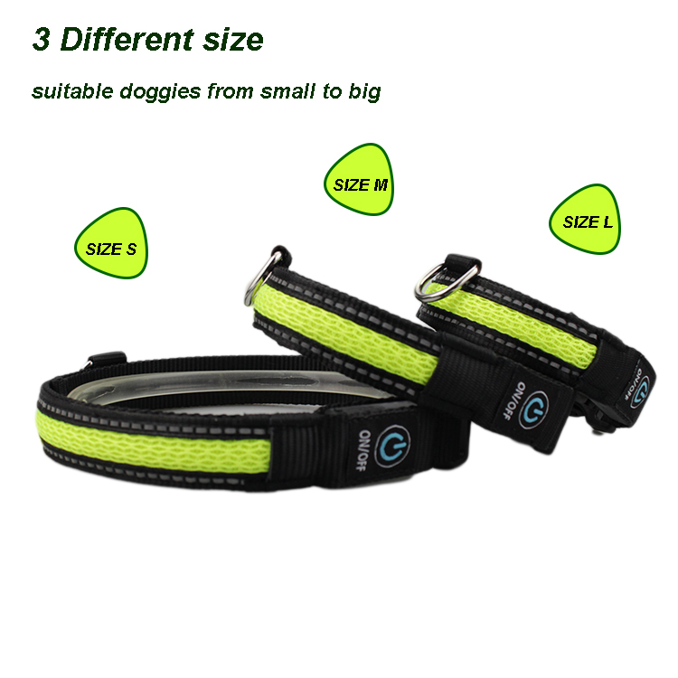 C910 New Pet Product Customs Iluminous Nylon Printed Flashing LED Usb Rechargeable Light Up Led Dog Collar