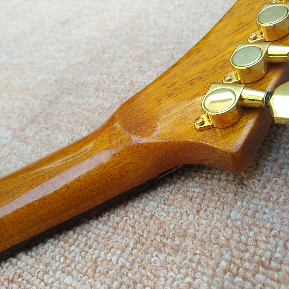 RD type Electric Guitar in Natural wood color, Custom Shop RD guitar with Chrome hardware, Dots inlays, Free shipping
