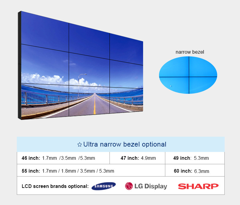 Ultra Narrow Bezel Video Display Walls FHD 1920x1080 X2 LG 500 Nits 55 Inch