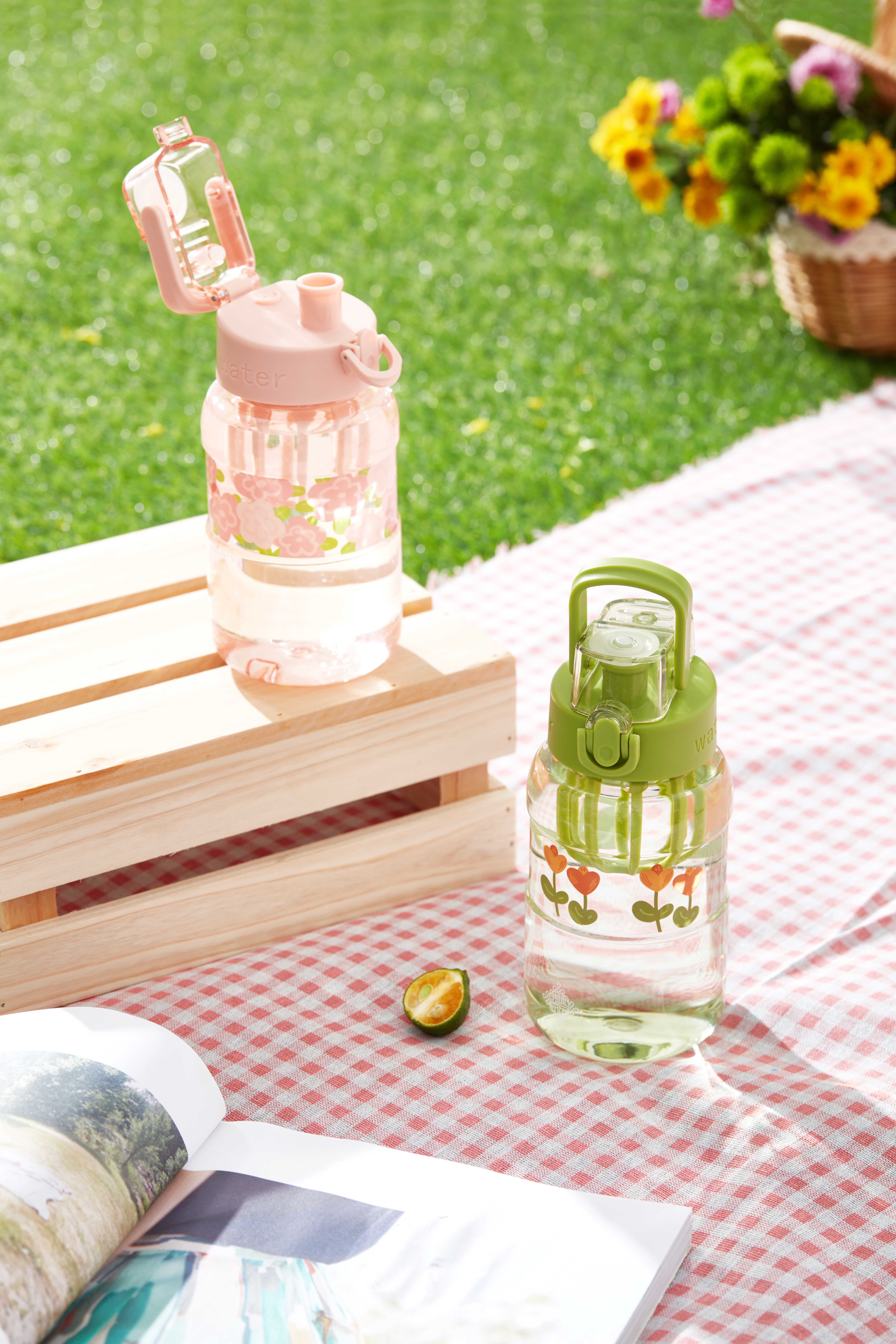 650ML Water Bottles Glass Outdoor Large Capacity Baby Reusable Straw Cup For School Home Room