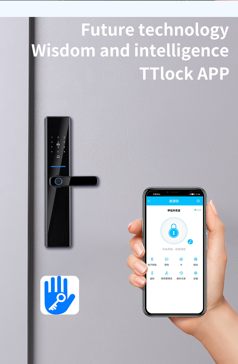 Steel Door Wifi Fingerprint Lock S819-2 Digital Password Lock For Apartment