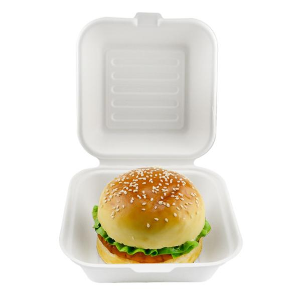 Food Container Box for Fast Food Hamburg and Takeway Food 6 inch White or Nature