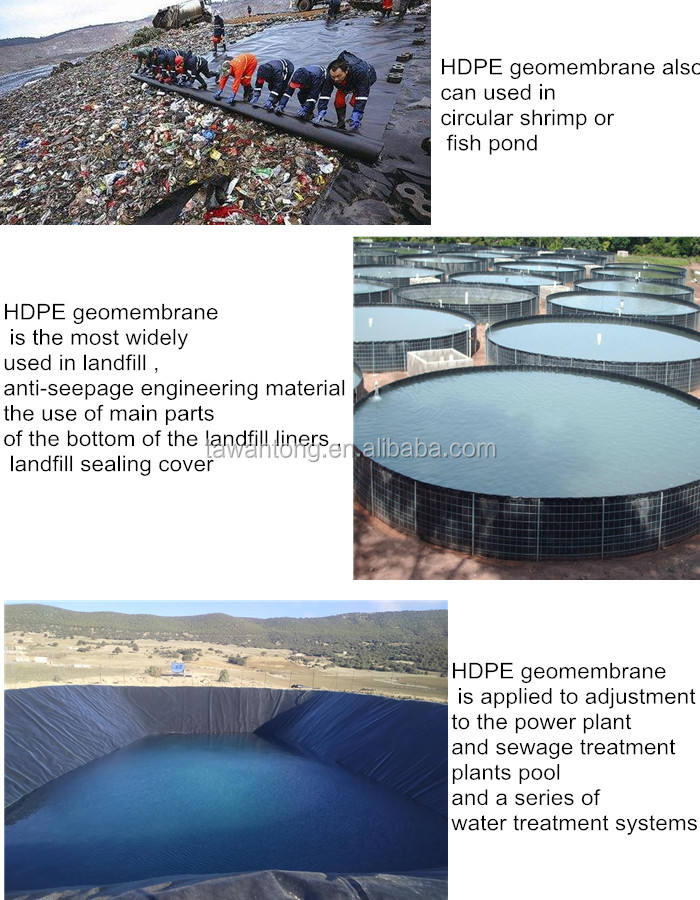 HDPE Geomembrane 0.5mm 1mm 1.5mm 2mm for Dam Fish Farm Tank Pool Pond Liner Geomembranes