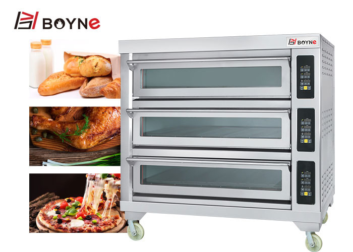 Commercial Bakery Shop Three Deck Nine Trays Microcomputer Electric Bakery Oven