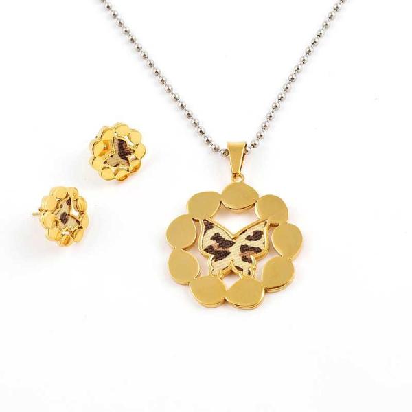 South American Fashion Stainless Steel Earrings With Matched Pendant Necklace