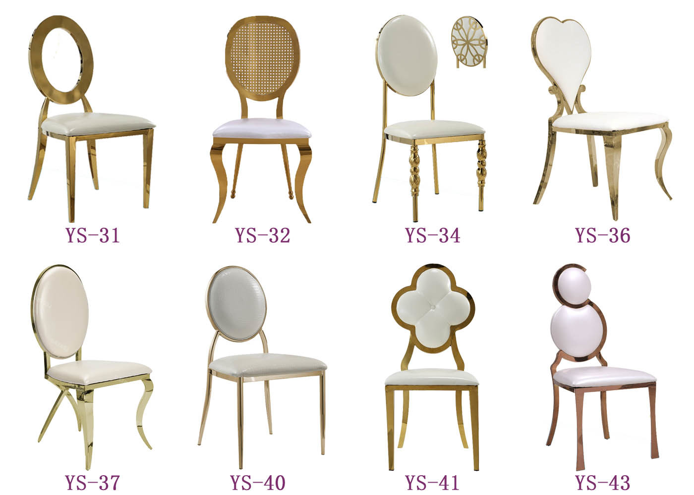 Rose Gold Color Wedding Chairs With Stainless Steel Frame (YS-40)