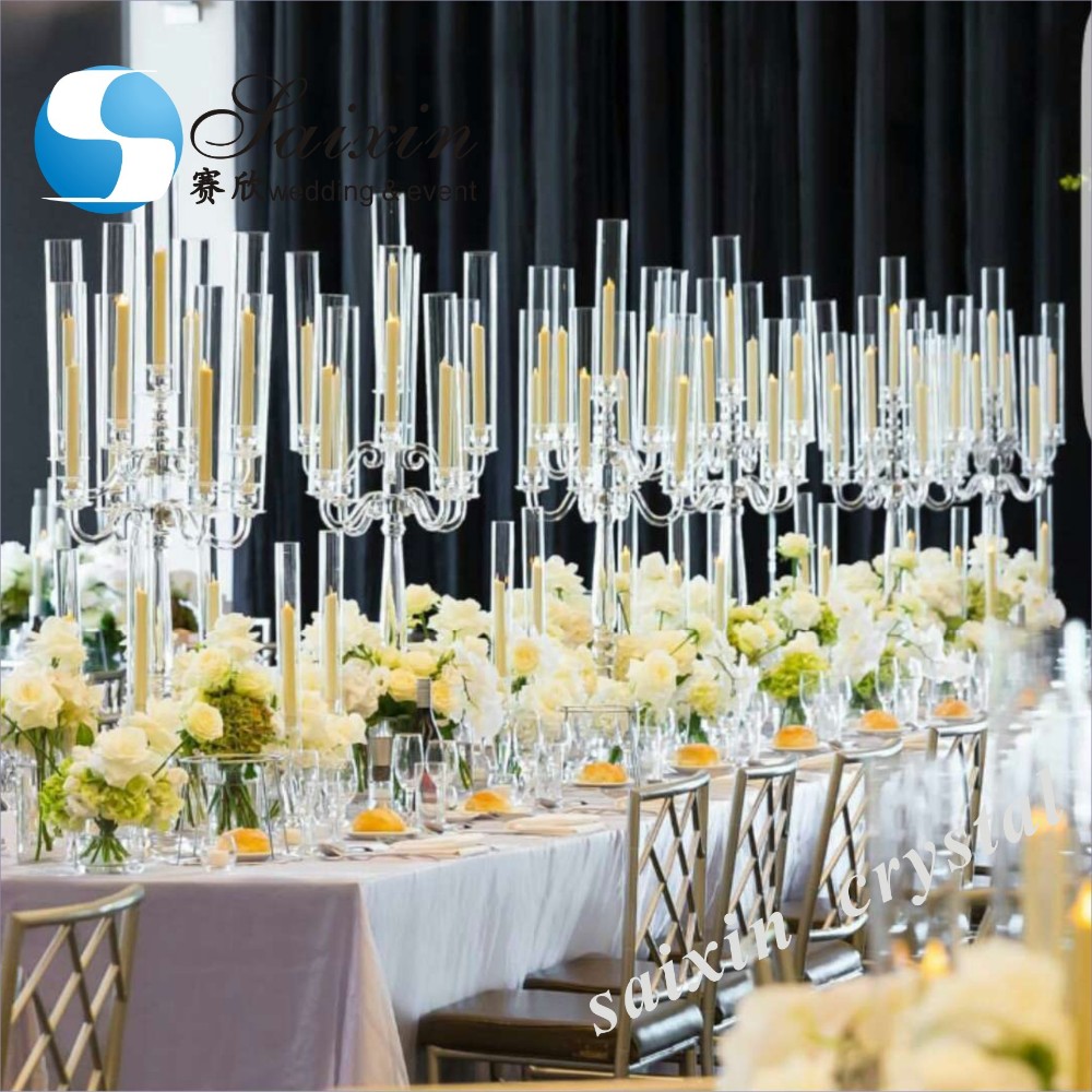 ZT-325L Saixin Gorgeous 18 arms Crystal candelabra flower stand for wedding centerpiece