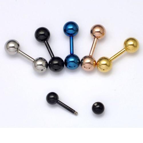 Retro 3 4 5 mm Men's Stainless Steel Ball Barbell Ear Piercing Studs Earrings
