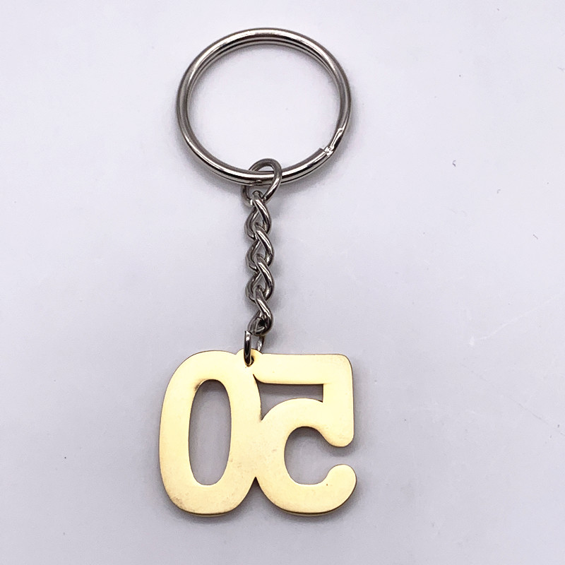 Custom Number Keychains , Gold Silver Antique Nickel Plated Metal Promotional Keychains