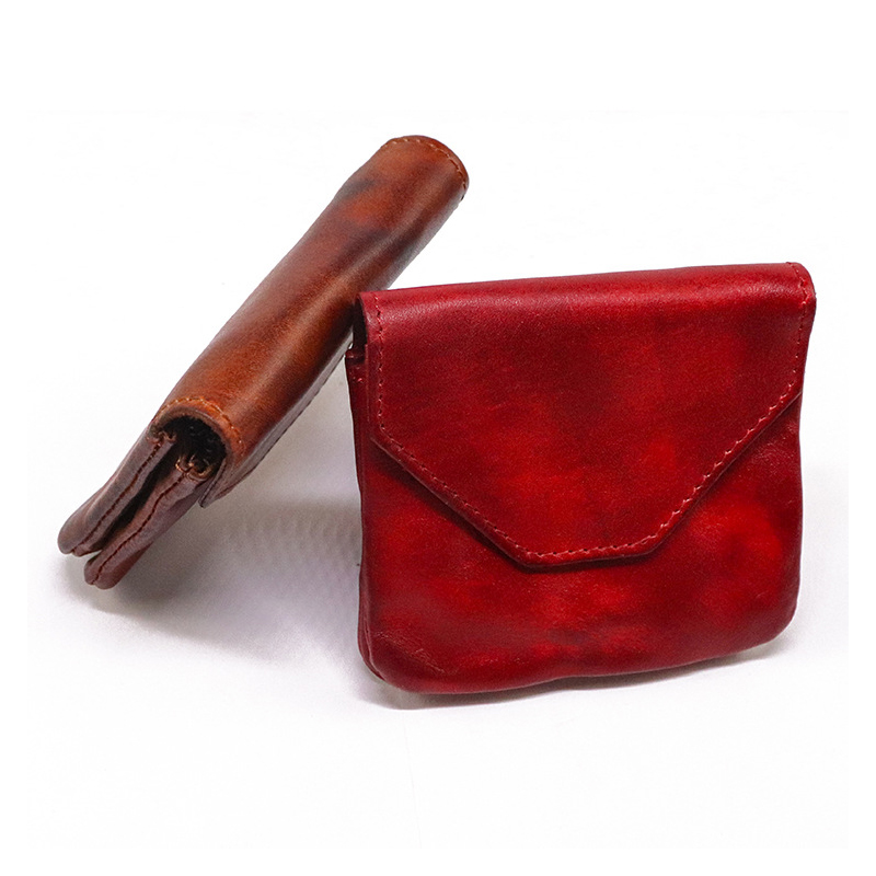 Convenient Trifold PU Leather Small Coin Purse Business Card Holder with Snap Closure