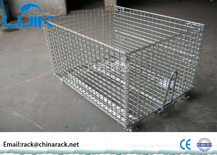 Zinc - coated Wire Mesh Cages , Workshop Pallet Metal Front Drop Gate