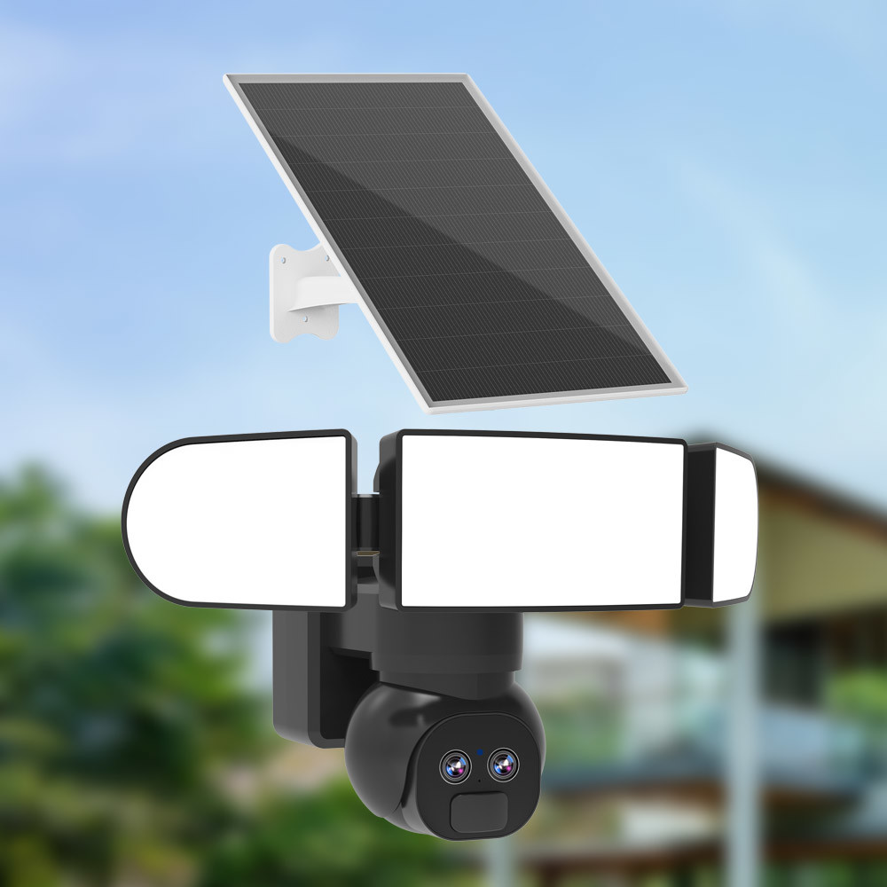  2.4Ghz WiFi Solar Security Camera 6MP Dual Lens 1200 Lumens 120W Manufactures