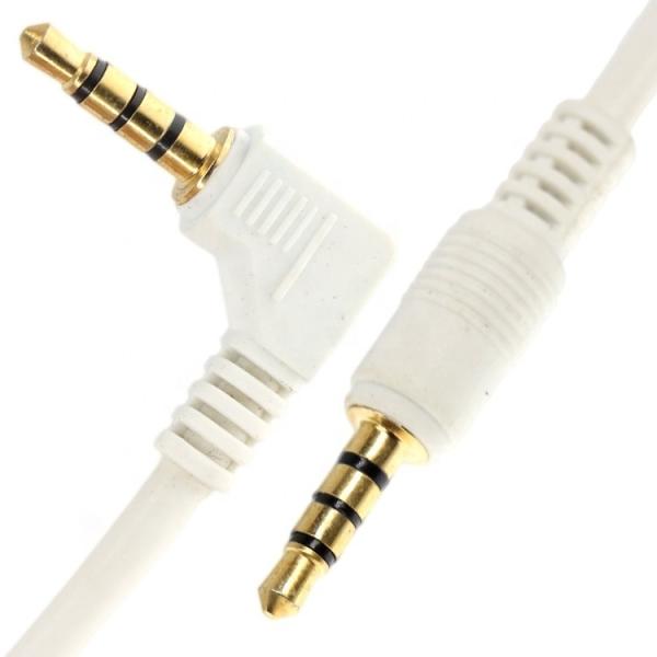 Custom White Gold Connector Male To Male Right Angle 3.5mm Jack TRRS Plug Stereo