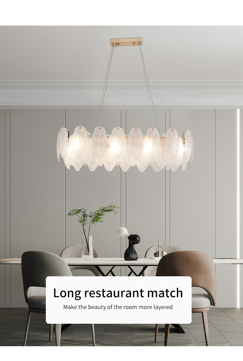 Modern Simple Pearl Feather Glass Chandelier Luxury Living Room Lamp Bedroom Dining Room White Chandelier(WHCY-253)