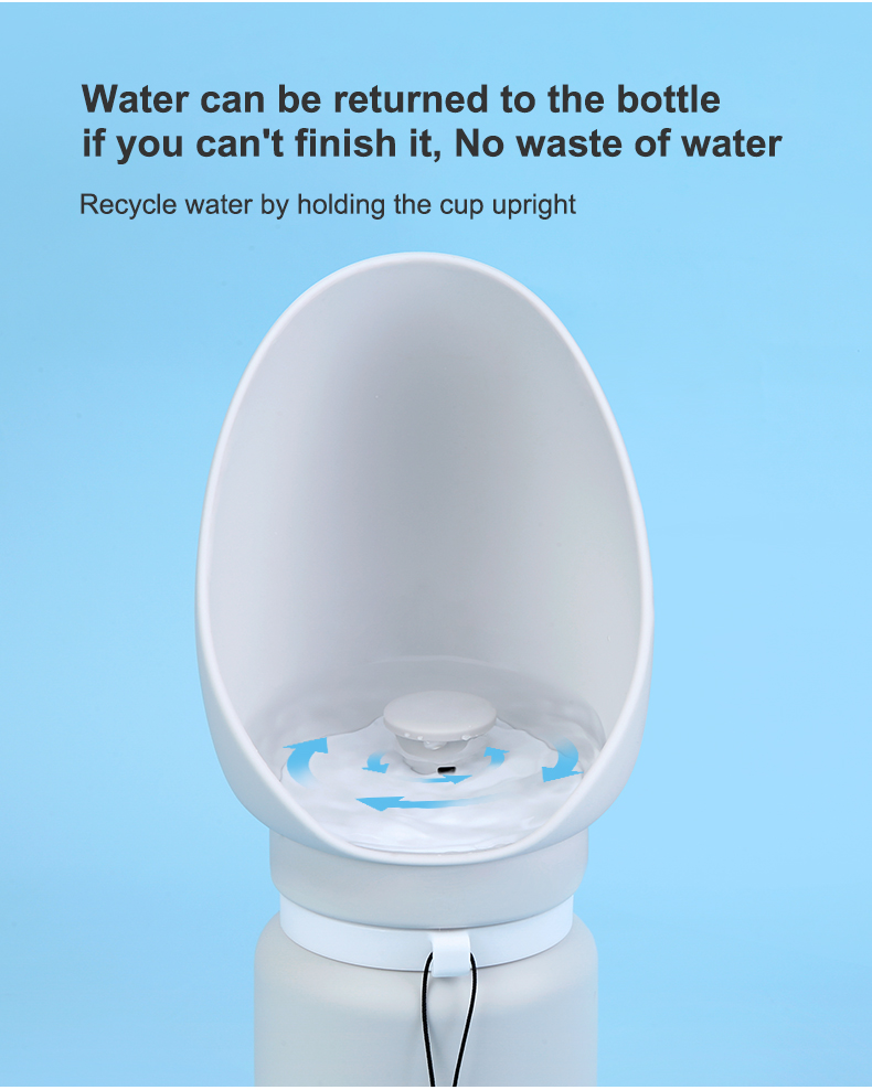 Outdoor 550ml 19oz Dog Water Bottle Dispenser White Collapsible Dog Water Feeder
