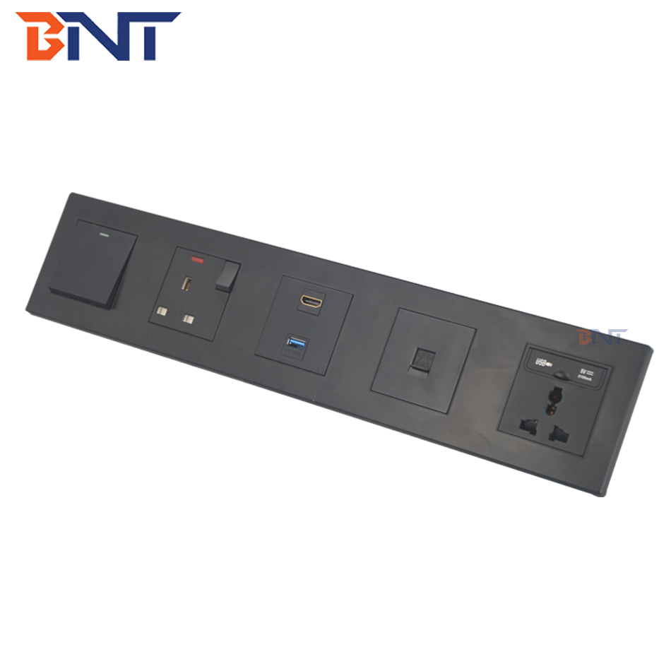universal plug round corner small aluminum panel desktop power socket /hotel room meida hub panel wall socket
