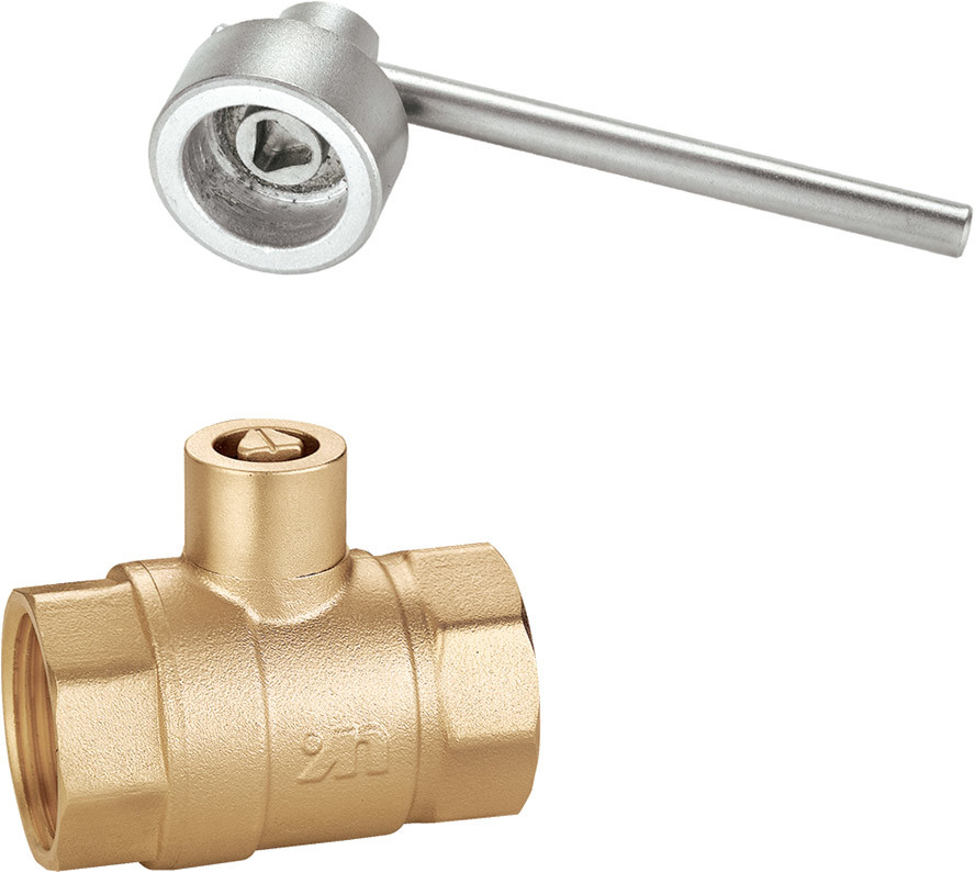 1411 Internal Threaded Magnetic Lockable Brass Ball Valve DN15 DN20 DN25 DN32 DN40 DN50 with Triangle Pattern Stemhead
