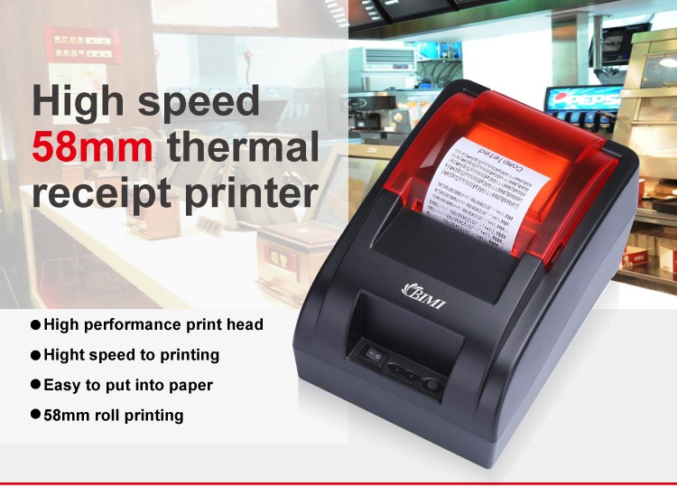 TP-58H 2 Inch 58mm Thermal Receipt Printer with Black Color and Paper