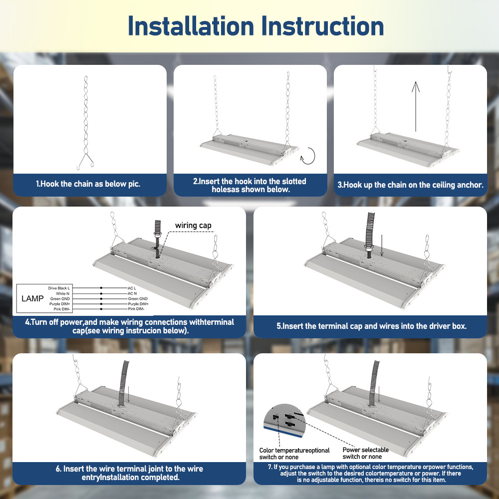 220W Linear High Bay LED Light Suspended Installation 3CCT Adjustable 3000K 4000K 5000K