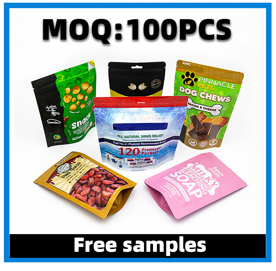 Mylar Cat Dog Pet Food Stand Up Pouches Packaging Bags with Zipper Top Closure Moisture Proof