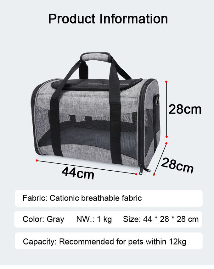 2 Doors Pet Carrier Handbag More Ventilated Dog Shoulder Carry Bag 12kg Capacity