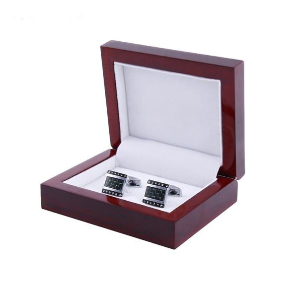 Custom Logo Cufflink Gift Box leather / wooden Material Stamping Printing
