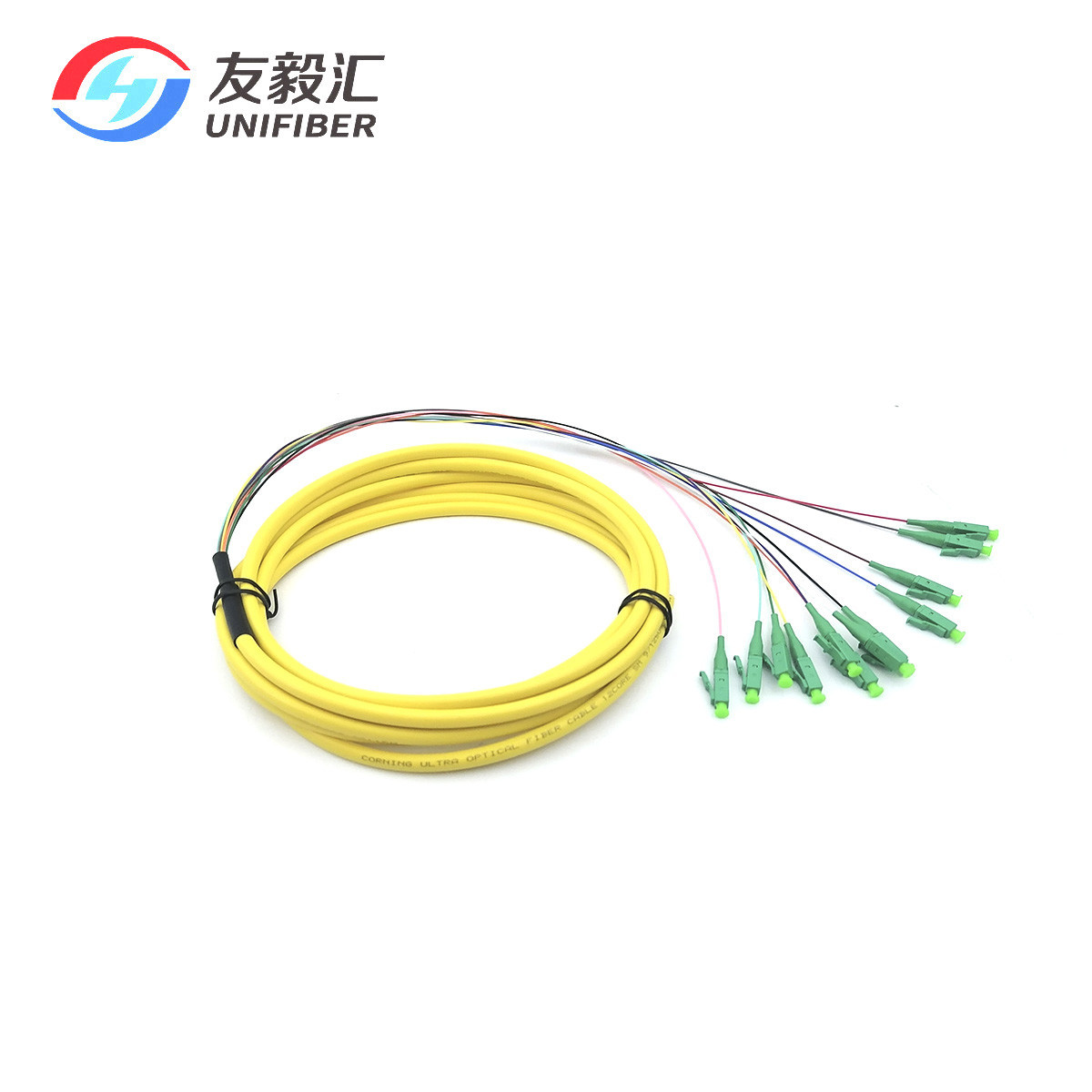 Single Mode G657A2 LC/APC Fanout Fiber Optic Pigtail Bending Insensitive 1.5m 12 Core