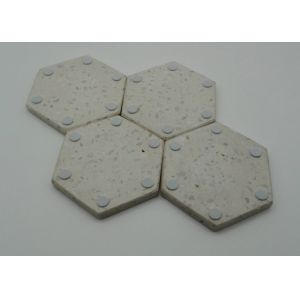 Hexagonal Terrazzo Coasters Set Diameter 11cm Backside With Rubber Pads