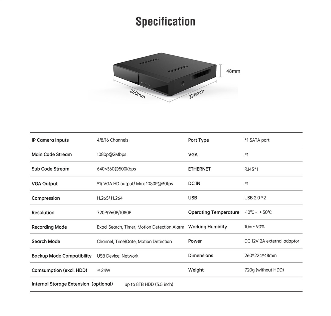 Wired NVR Kits 4CH(MN1104TY)