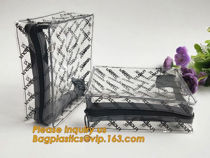 Plastic Bag OEM Custom PVC Loop Handle Image Printed Plastic Shopping Bag,Promotional Clear Waterproof Plastic Cosmetic