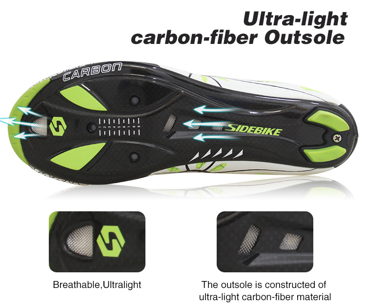 Light Weight Carbon Fiber Cycling Shoes , Tough Outsole Bike Bicycle Sneakers