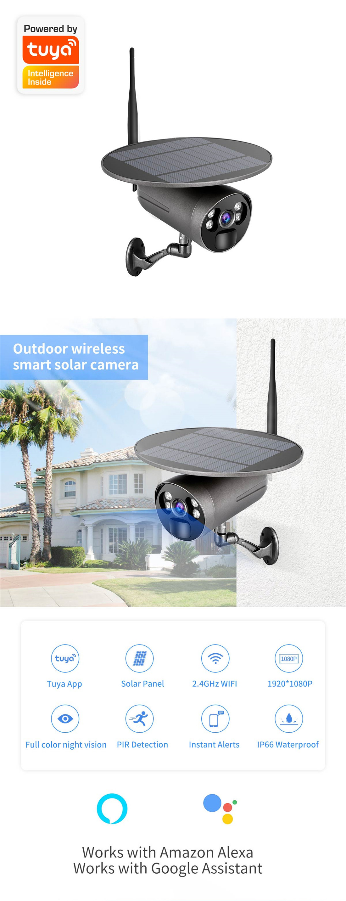 STW-5L Home Outdoor yard lamp night light no wires Ip66 Wireless 1080p Ip PTZ Security Surveillance Solar Wifi Camera(ST