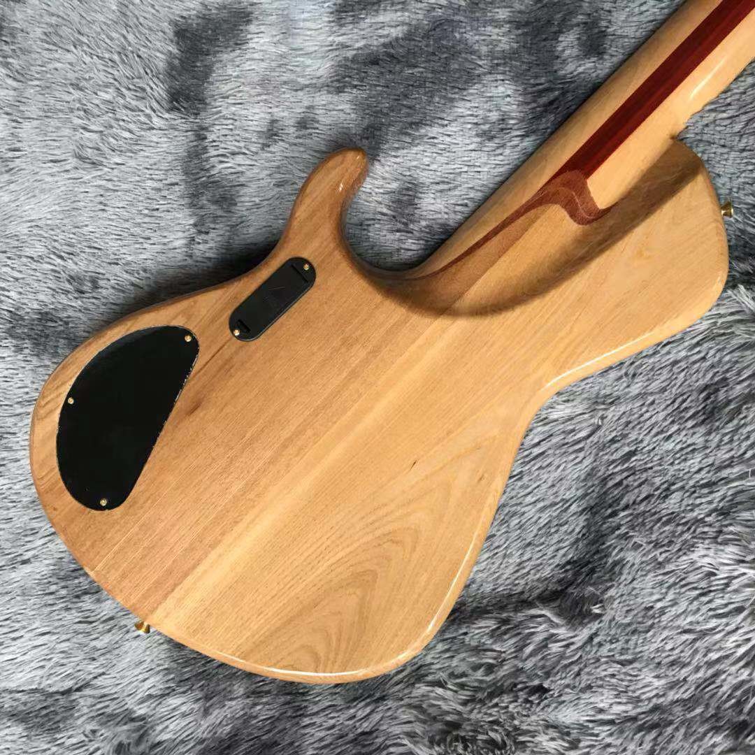 Custom Neck Throu Body Flamed Maple Top Ash Wood 6 Strings Guitar Bass with 940mm Scale Lengthen
