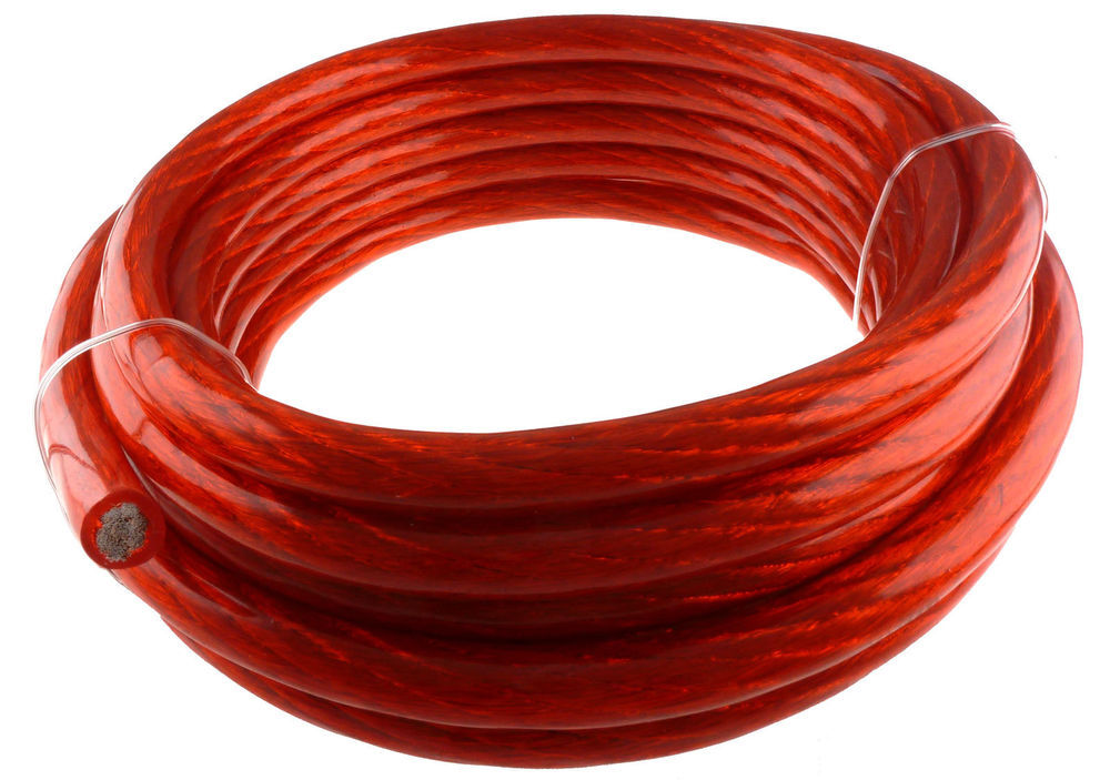 SAE J1128 Standard 8AWG Transparent Red Car Audio Power Cable with ISO9001 Certificate