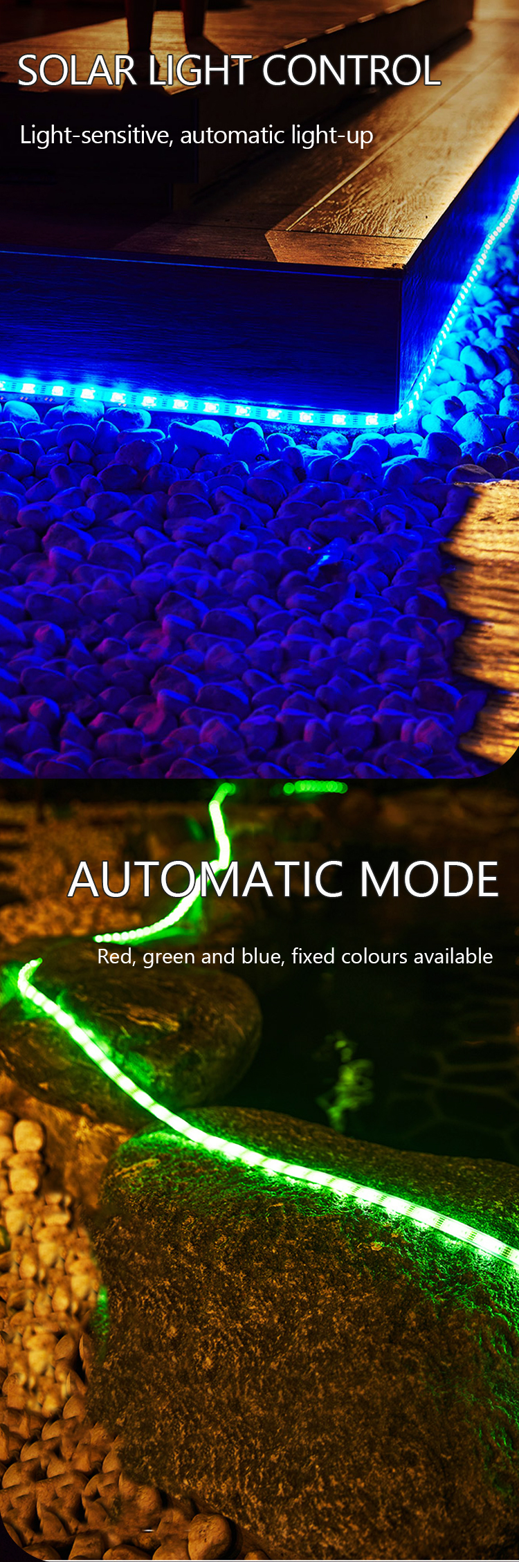 100lm 250LM Solar Powered LED Strip Solar Rope String Lights RoHS
