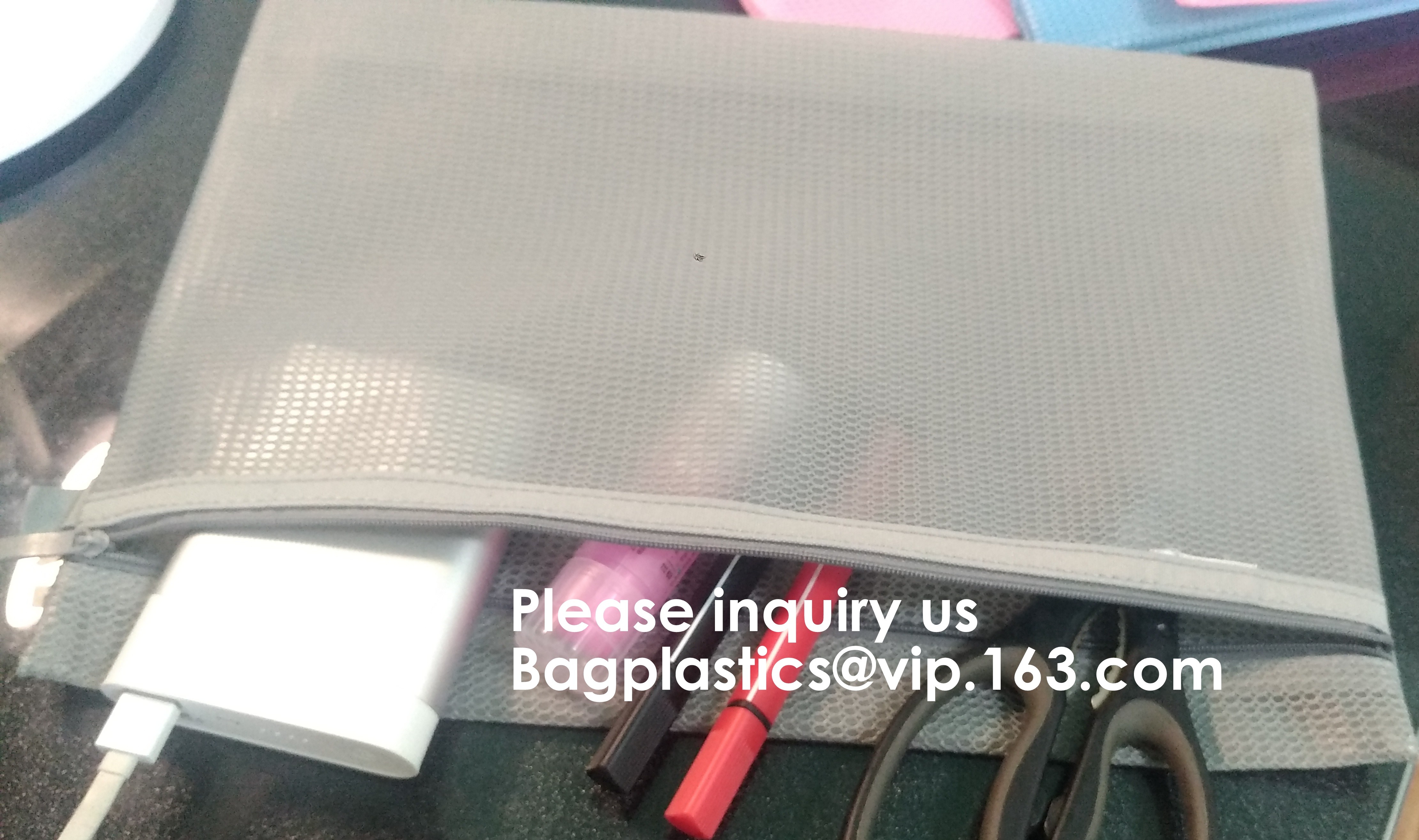 PVC A4/A5/A3 Waterproof Mesh Transparent Zipper File Folder Bag,A4 Double Zipper Mesh File Storage Bag With Color