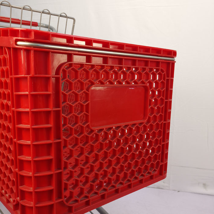 Double Layer Plastic Shopping Carts 110kgs Loading Capacity Plastic Grocery Cart