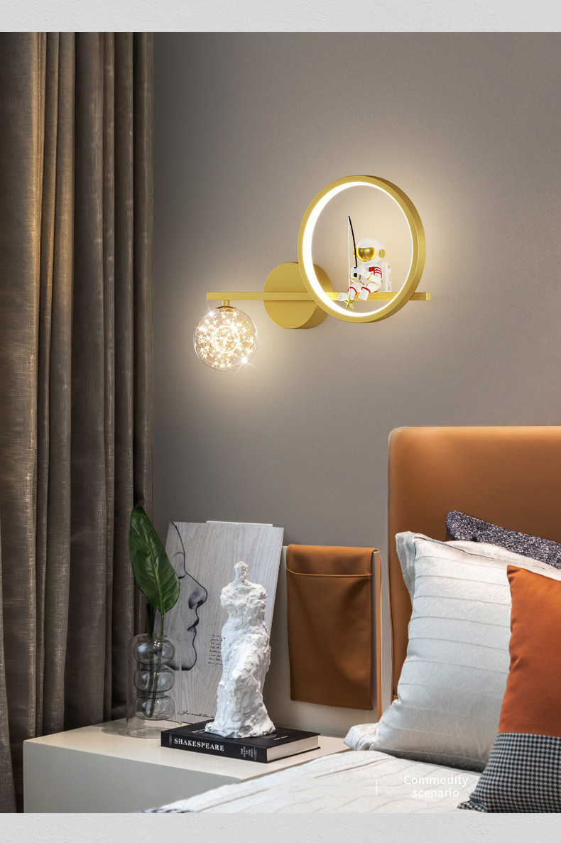 Astronaut wall lamp bedroom bedside lamp children's room lamp boy and girl stars wall lamp(WH-OR-251)