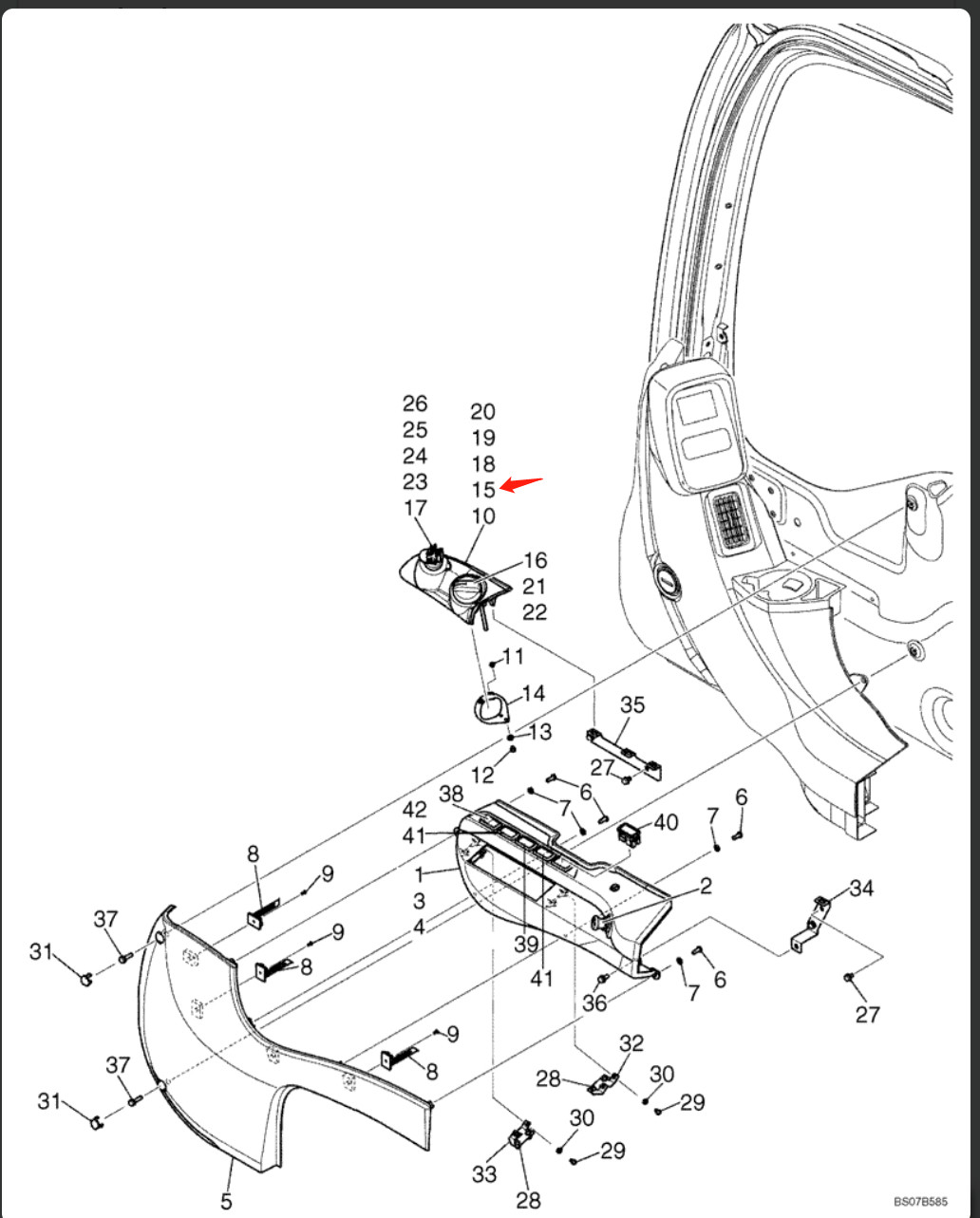 YN17M01538F1 KOBELCO Cab Accessories Cover Assy For All SK-8 Type Models