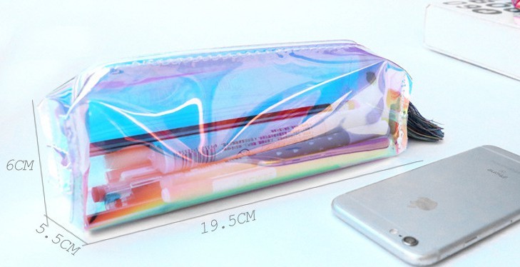 Colorful Transparent Fresh Pen Bag Shining Pen Bag Logo Customized