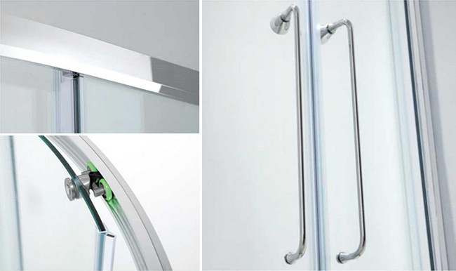 Tempered Glass Sliding Bathroom Shower Enclosure Arc Shape Aluminum Framed