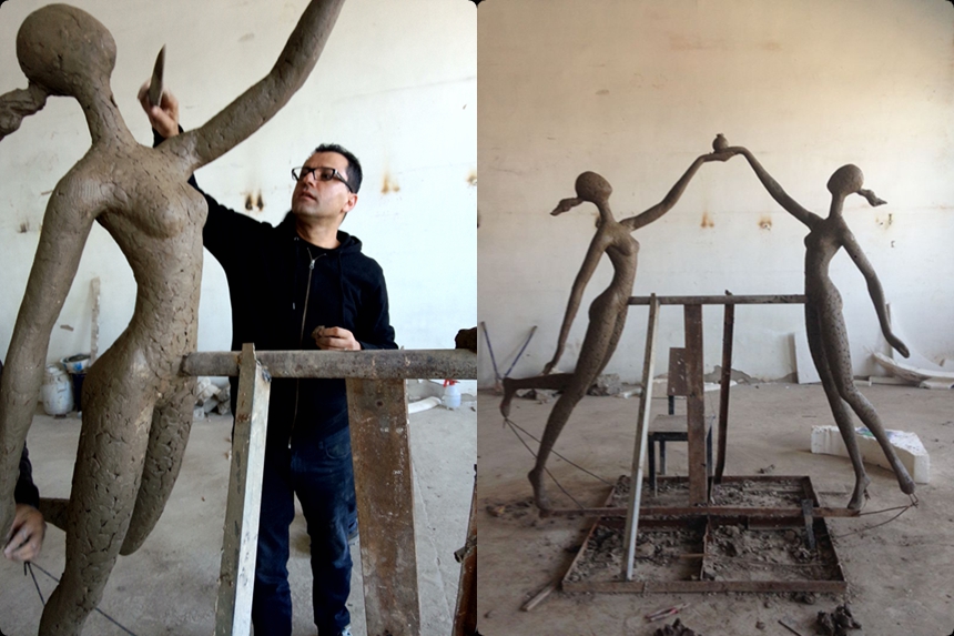 The completion of the cast bronze Figure