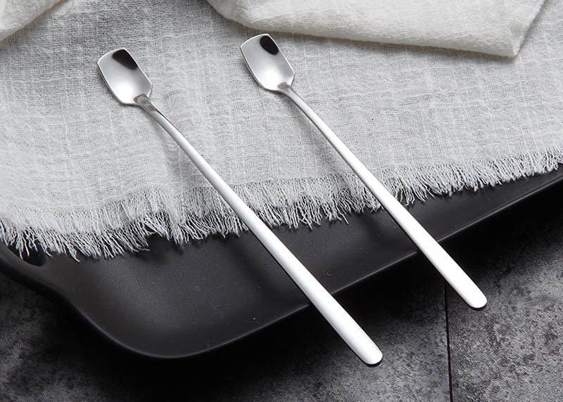Long Handle Coffee Mixing Spoon , Dazzling Gold Plated Metal Mixing Spoon