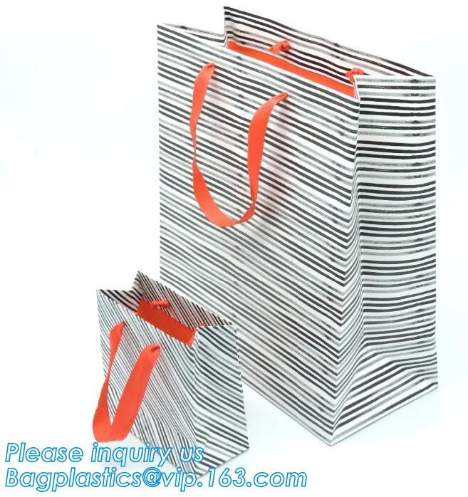 Flat Paper Handle Eco Friendly Retail Packaging Paper Carrier Bag Personalization Logo