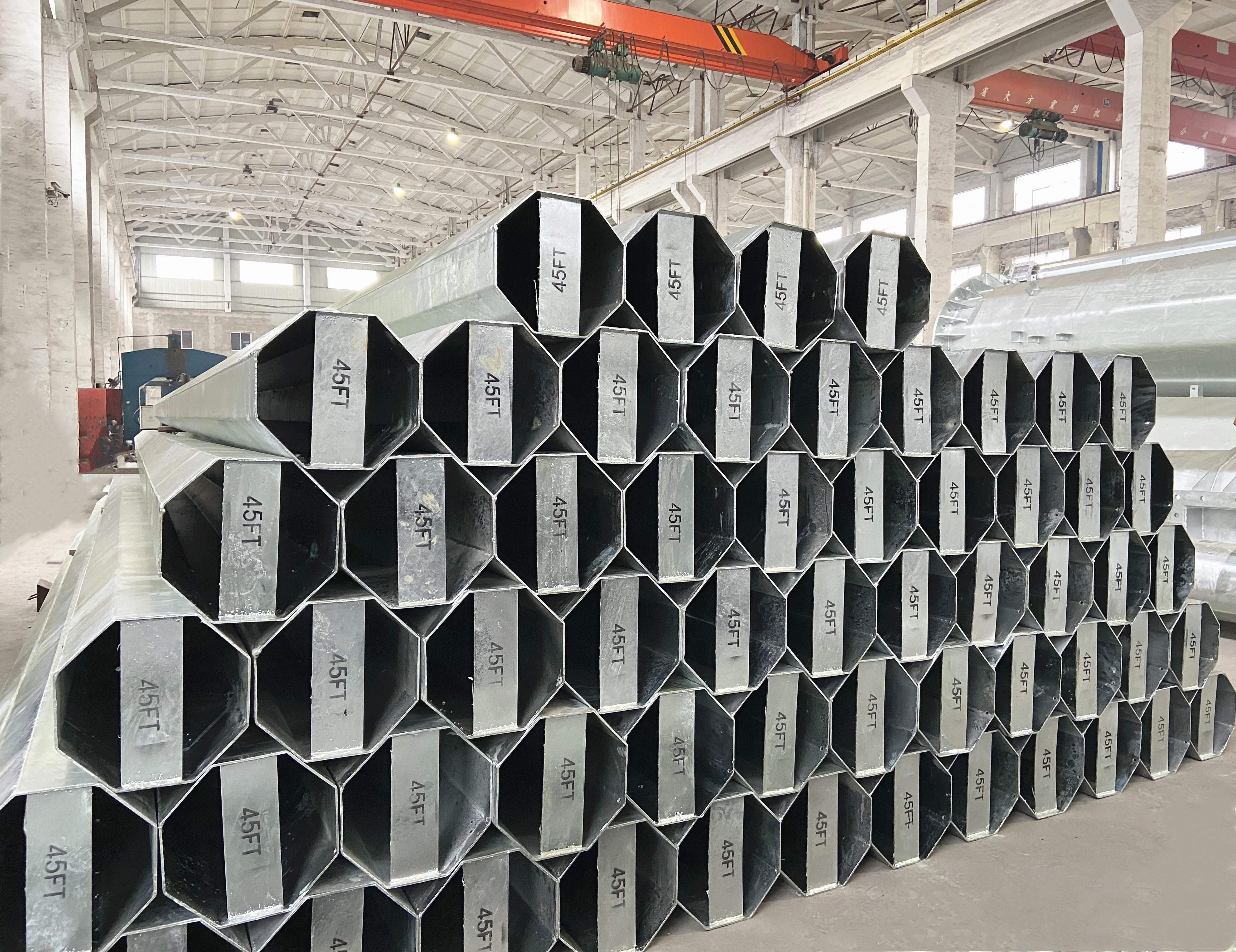 45FT 4mm Galvanised Power Pole Q345 Octagonal Steel Pole